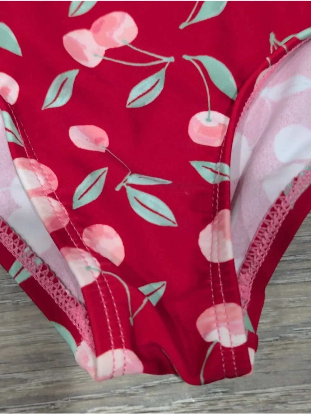 Matilda Jane Girls Sandy Springs Cherry Gingham Red Ruffle Two-Piece Swimsuit 10